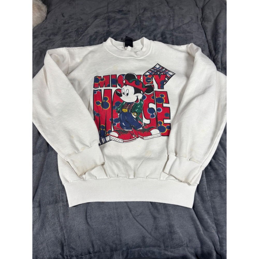 Vintage Mickey Unlimited Jerry‎ Leigh White Graphic Sweatshirt Mens 90s Disney